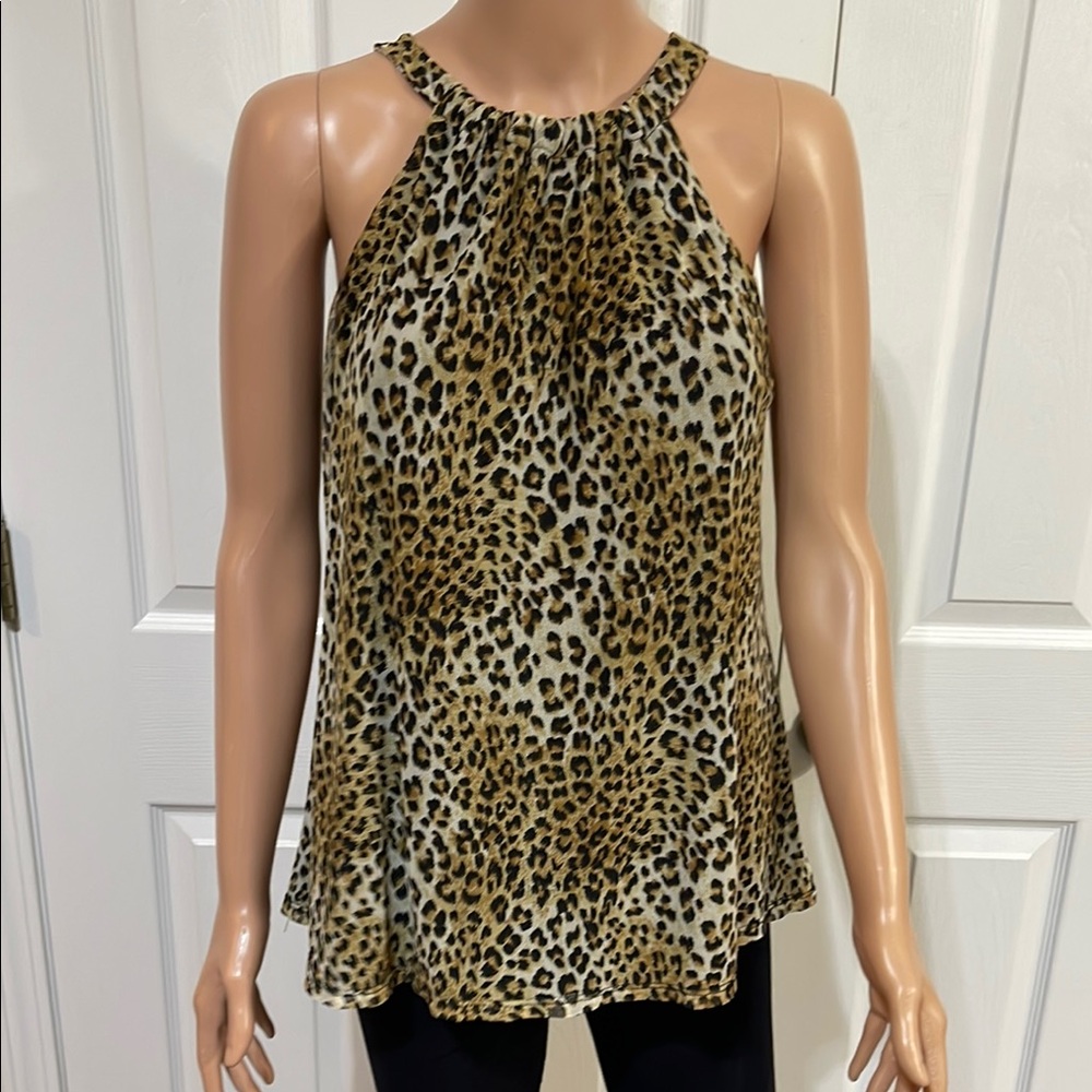 Loveappella Tan and Black Halter Tank Top